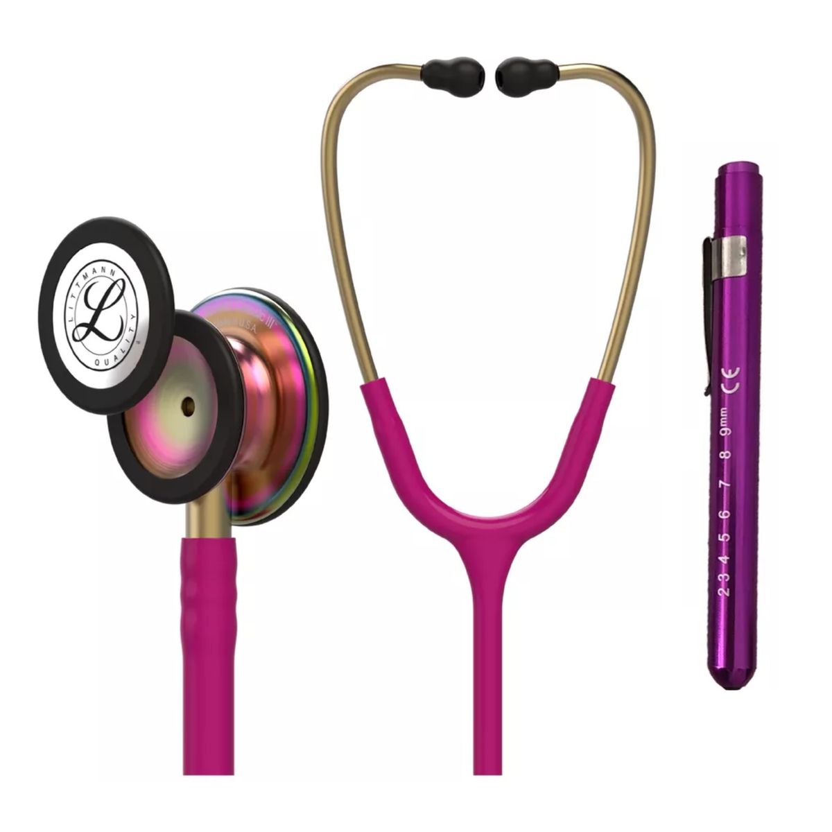 LITTMANN - Fonendoscopio Littmann Classic 3 Raspberry Rainbow ref. 5806 + Linterna
