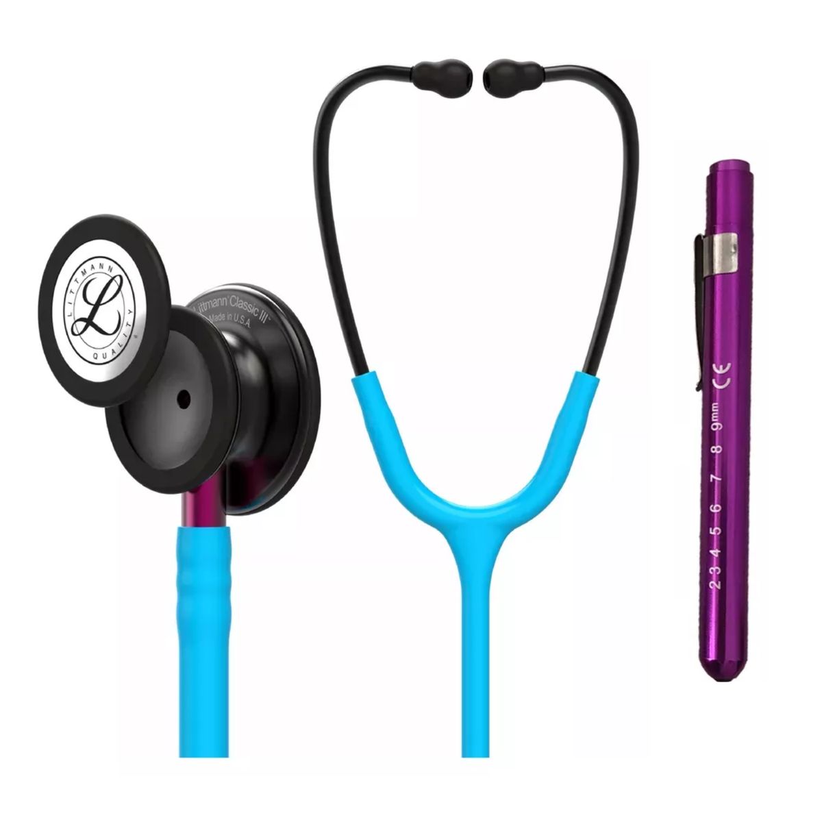 LITTMANN - Fonendoscopio Littmann Classic 3 Turquesa Smoke ref. 5872 + Linterna
