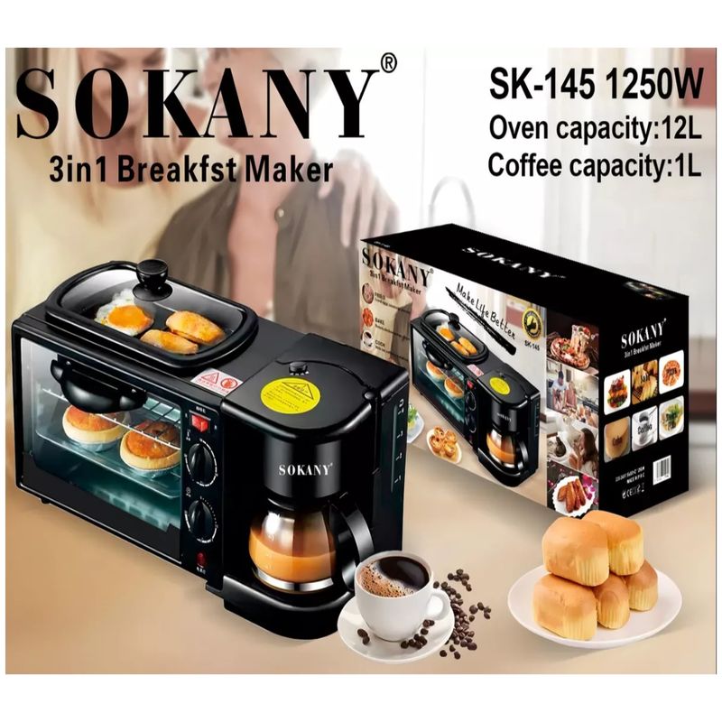 SOKANY - Horno Eléctrico 3 En 1 Sokany