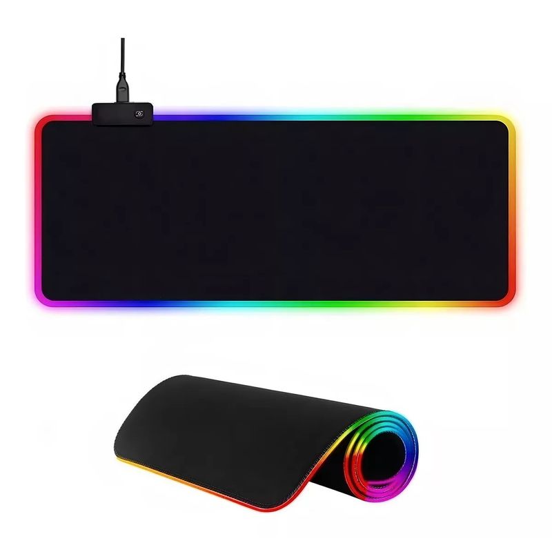 GENERICO - Pad Mouse Gamer Negro Con Luces Rgb Grande Extralargo Xxl