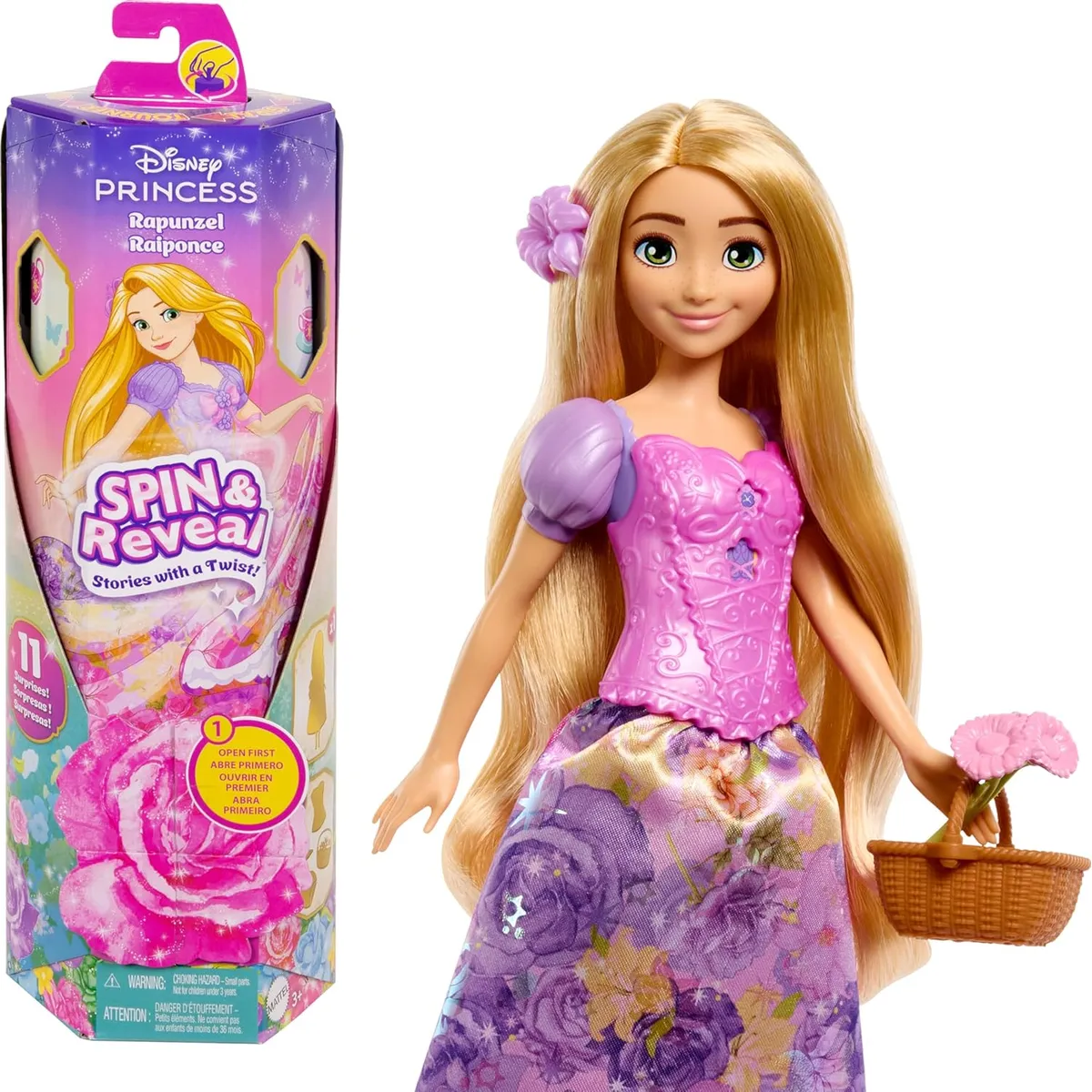 DISNEY - Muñeca Disney Spin Reveal Princesas Rapunzel