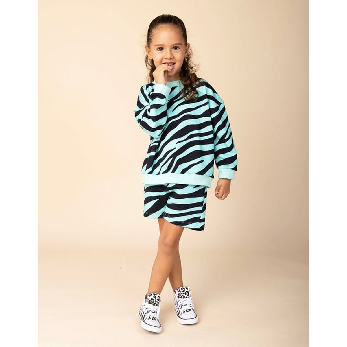 DOSOJOS - Conjunto de buzo oversized y short en algodón peruano - Cebra unisex