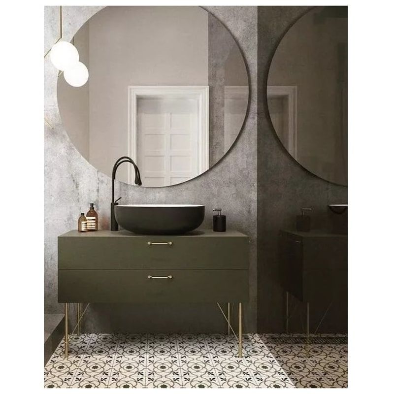 HOME - Espejo de pared Decorativo 80 cm x 80 cm Redonda Alta Resistencia