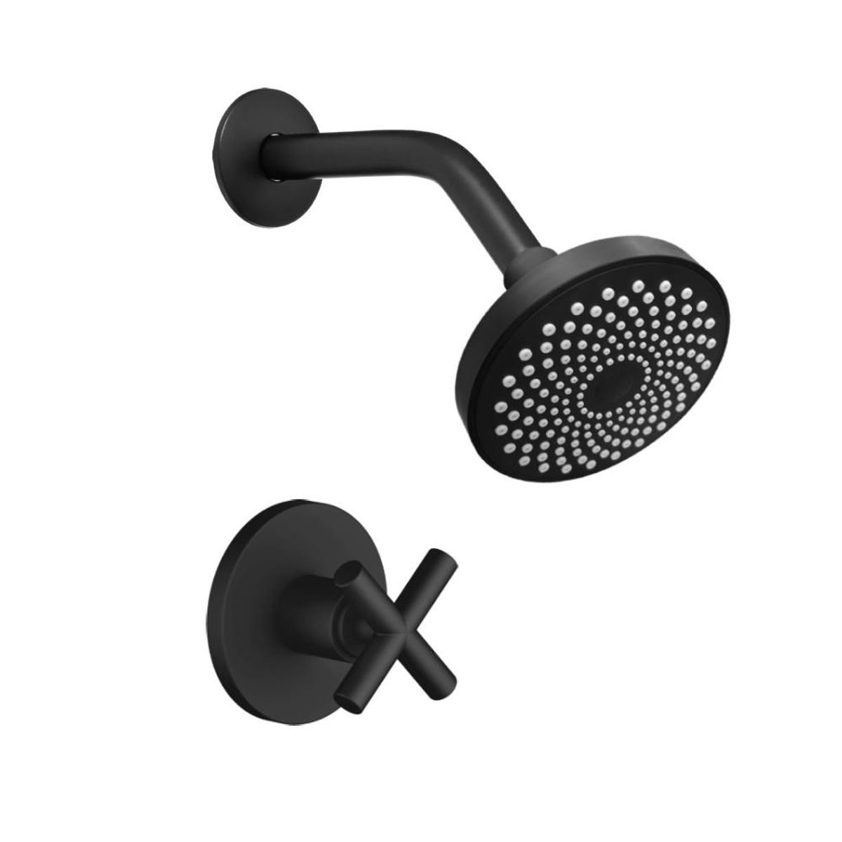 GENERICO - Kit Regadera Abs Small - Registro Agua Fría Negro Md Tames
