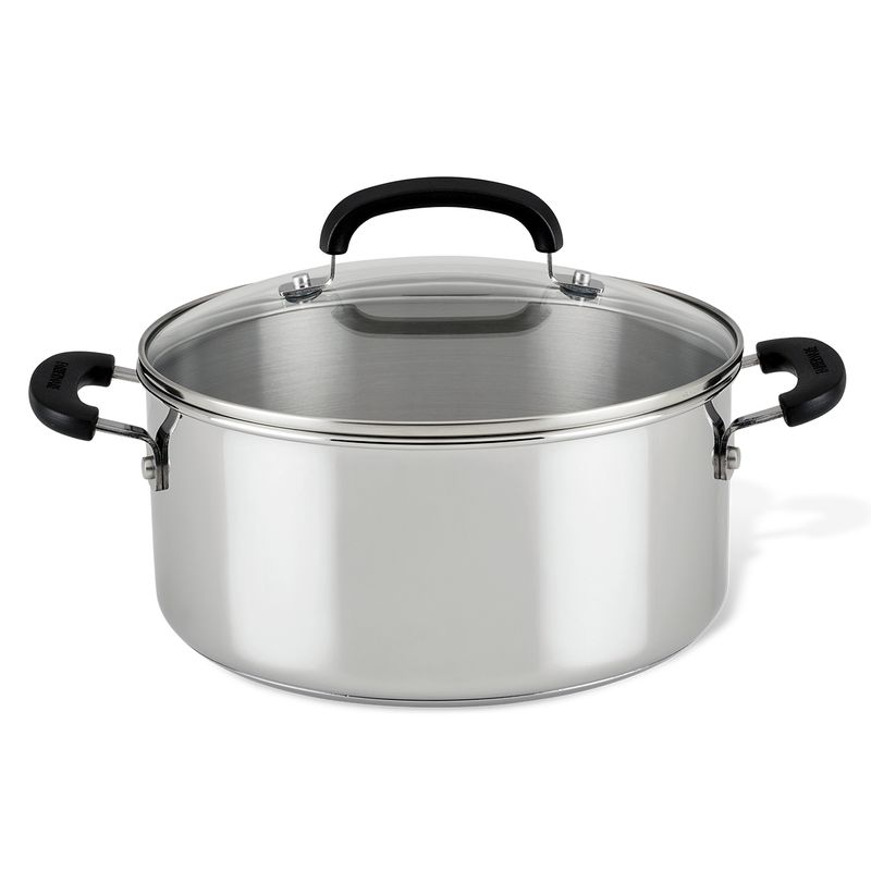 FARBERWARE - Olla 24cm acero inoxidable con tapa de vidrio templado Farberware
