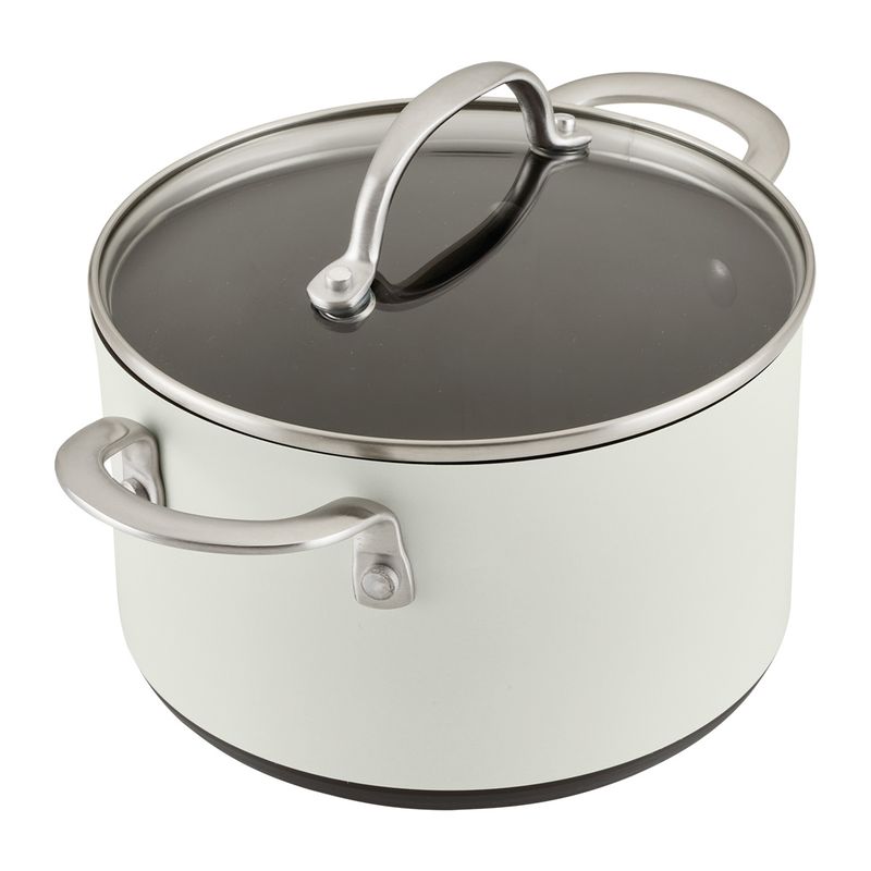ANOLON - Olla 20cm con tapa de vidrio templado anodizado duro antiadherente