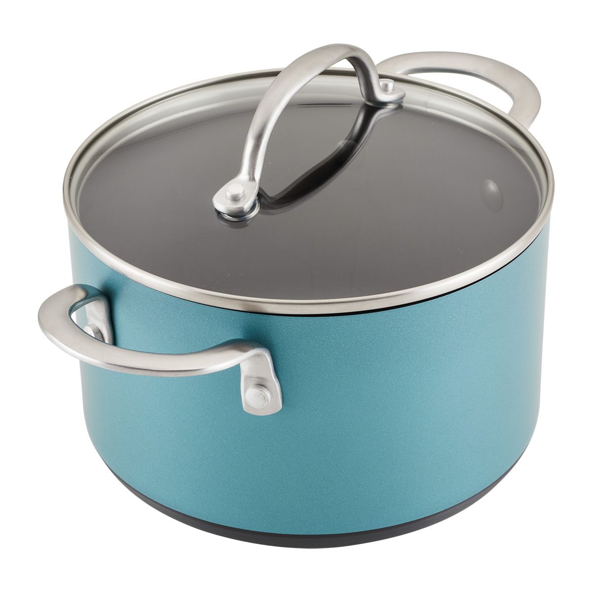 ANOLON - Olla 20cm con tapa de vidrio templado anodizado duro antiadherente