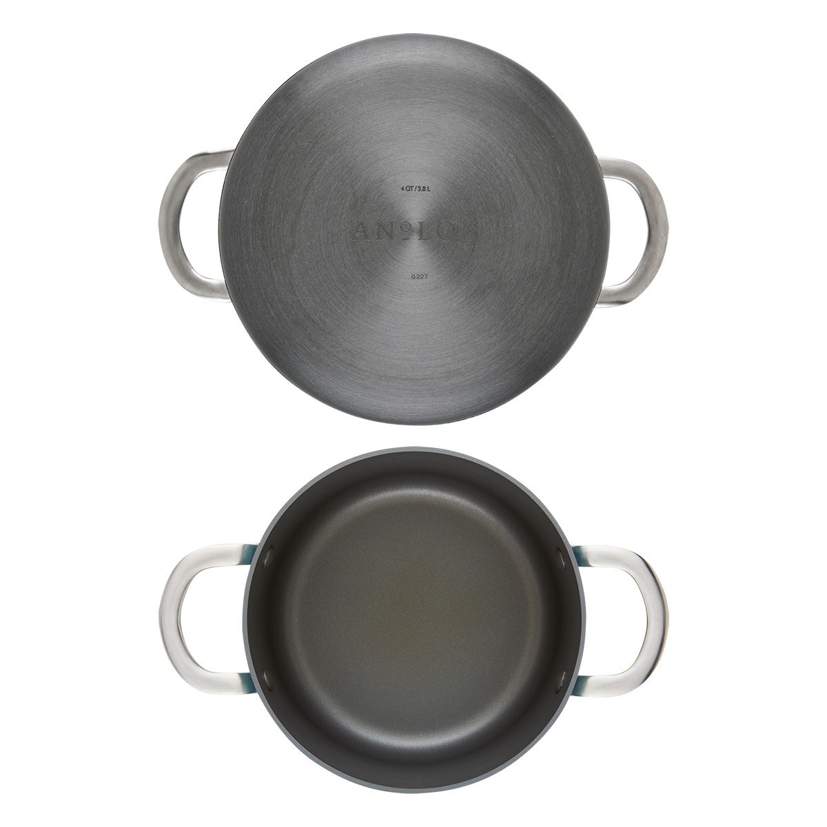 ANOLON - Olla 20cm con tapa de vidrio templado anodizado duro antiadherente