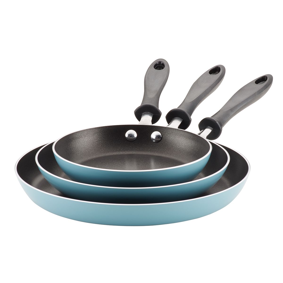 FARBERWARE - Set x 3 Sartenes 20cm, 25cm y 30cm. Aluminuo antiadherente.Azul