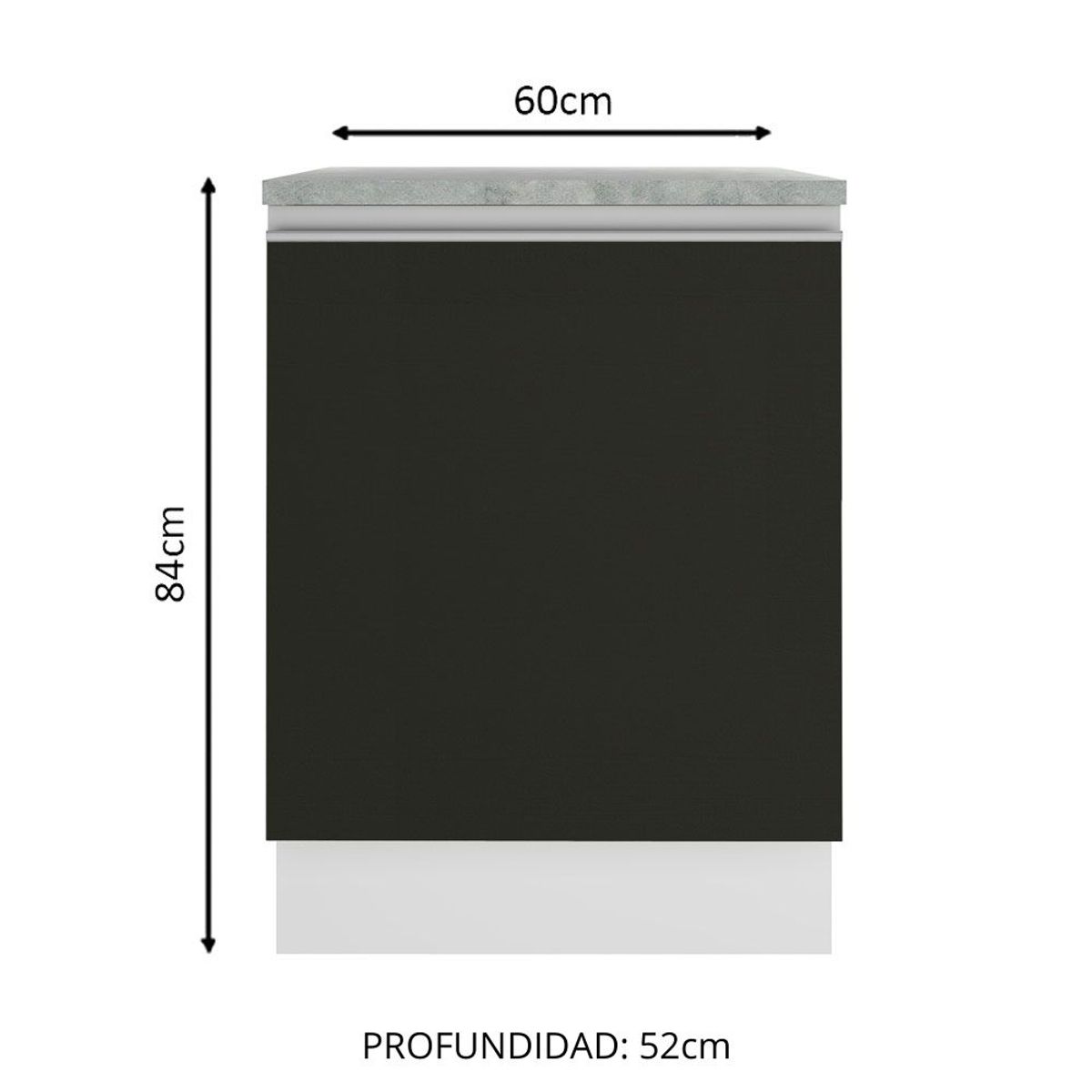 MADESA - Mueble de Cocina Bajo Glamy 60 cm 1 Puerta Blanco/Negro