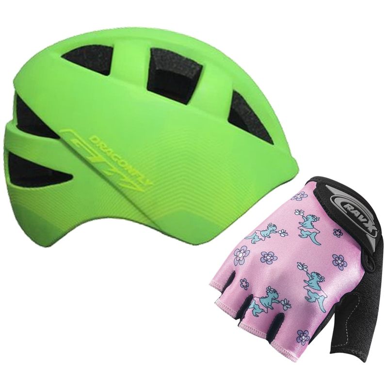 GW - Casco Gw Dragonfly Ajustable  Guante Niño Niña Bicicleta