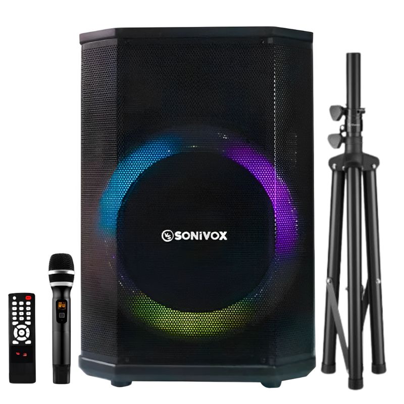 SONIVOX - Cabina De Sonido 12 Pulgadas 120w Bt Fm Recargable Sonivox