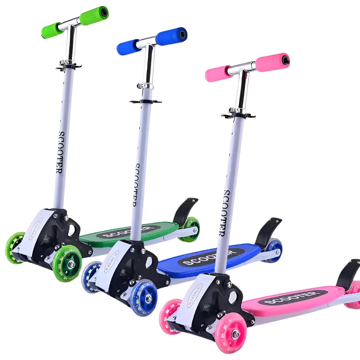 GENERICO - Scooter Para Niños Ruedas Ecualizable Robotica Led 956 Verde