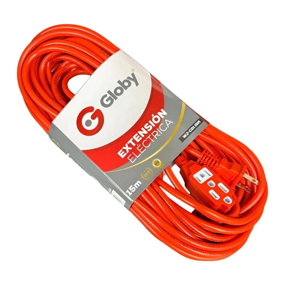 GENERICO - Extensión Eléctrica 15 Metros Uso Rudo Naranja