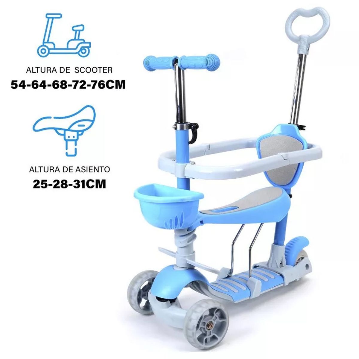 ONE PIXEL - Scooter Patin Infantil Asiento Ajustable 3 Ruedas Con Manija