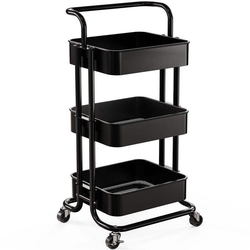 GENERICO - Carrito Organizador Multiusos Ruedas Almacenamiento 3 Niveles Auxilia