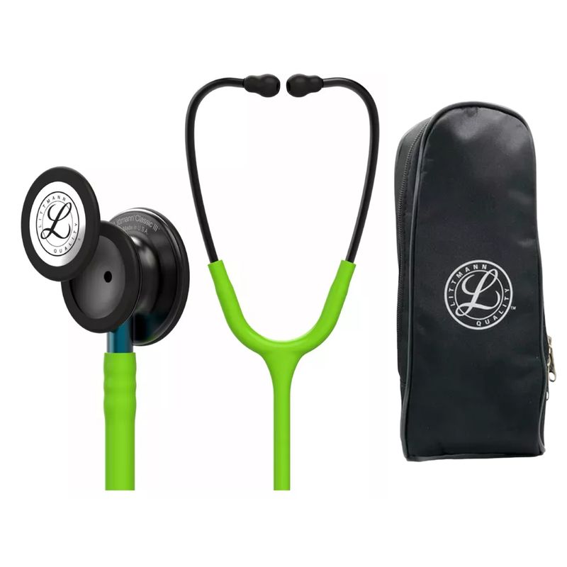 LITTMANN - Fonendoscopio Littmann Classic III Lime Green 5875 + Estuche Lona