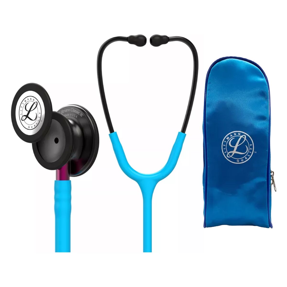 LITTMANN - Fonendoscopio Littmann Classic III Turquesa Smoke 5872 + Estuche Lona