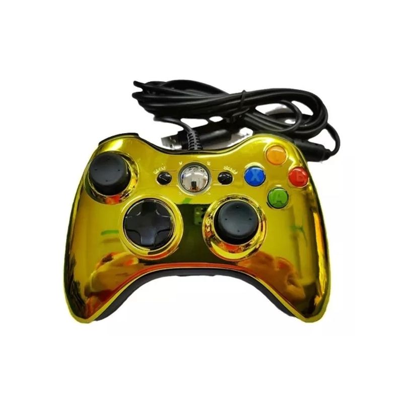 GENERICO - Control Para Xbox 360 Y Pc Metalizado Alámbrico Dorado