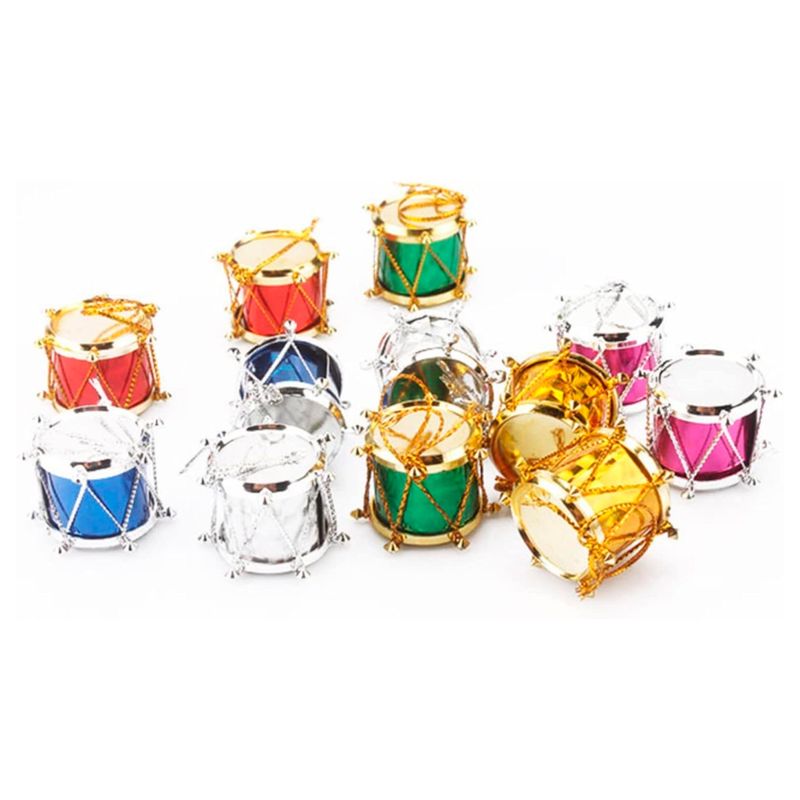 GENERICO - Kit 36 Mini Tambores Decoracion Arbol Colores Navideños