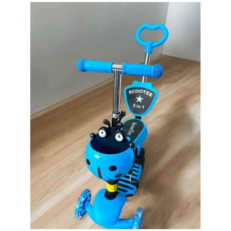 GENERICO - Patineta Scooter 5 En 1 Mariquita Azul