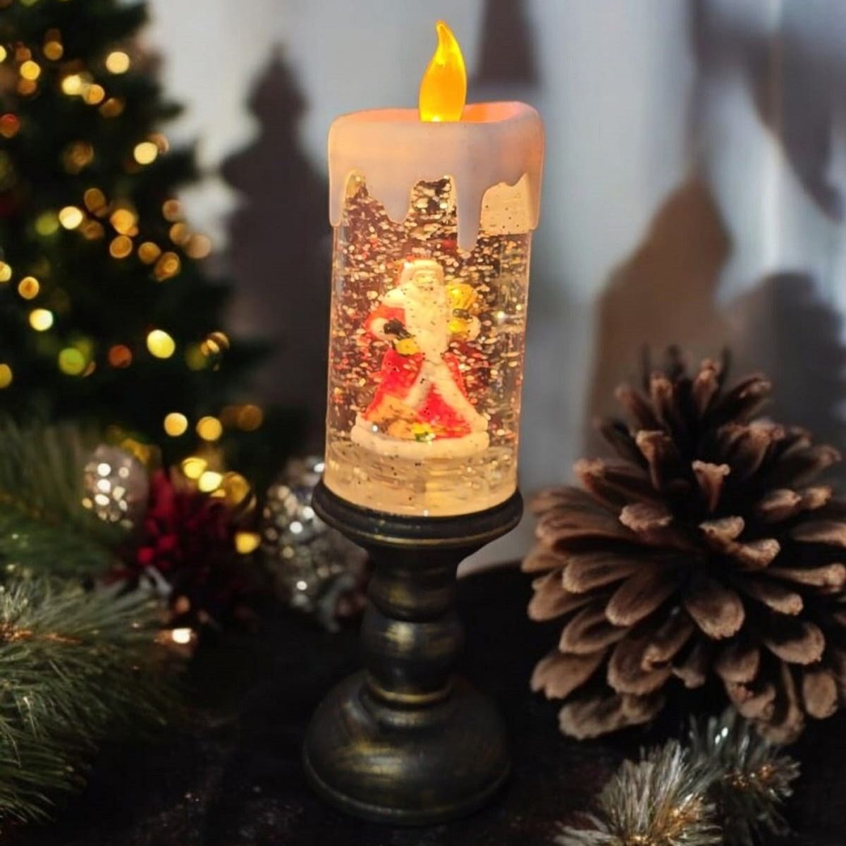 GENERICO - Decoración Navideña Vela Bola De Nieve Giratoria Papá Noel