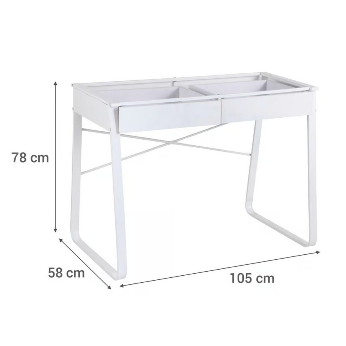 JUST HOME COLLECTION - Estructura Metálica Para Escritorio Vidrio 2 Cajones