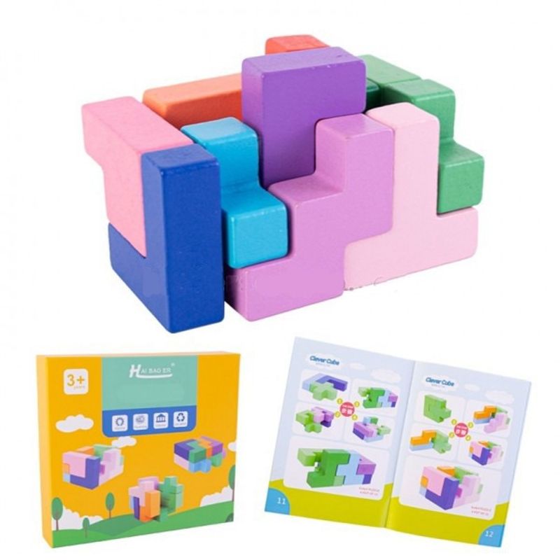 JUGANDO Y EDUCANDO - Juego Actividades Cubo Soma De Madera Para Niños Familia