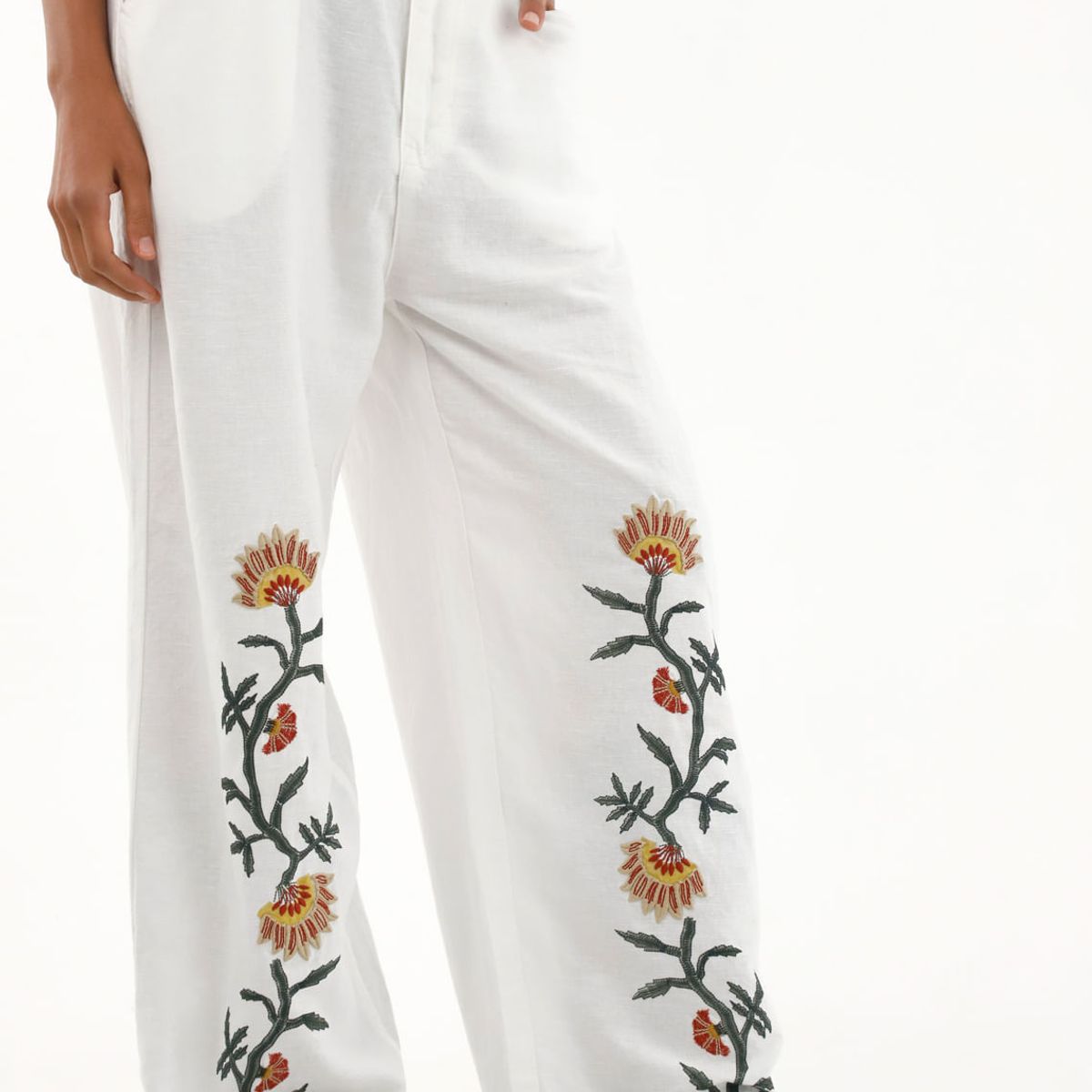 TENNIS - Pantalón Recto de tiro medio con bordados para mujer