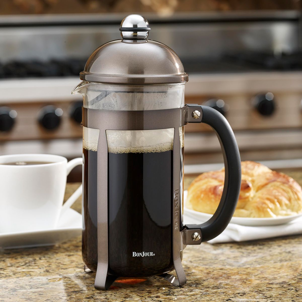 BONJOUR - Cafetera de prensa francesa, 8 tazas, color bronce, BonJour  Maximus