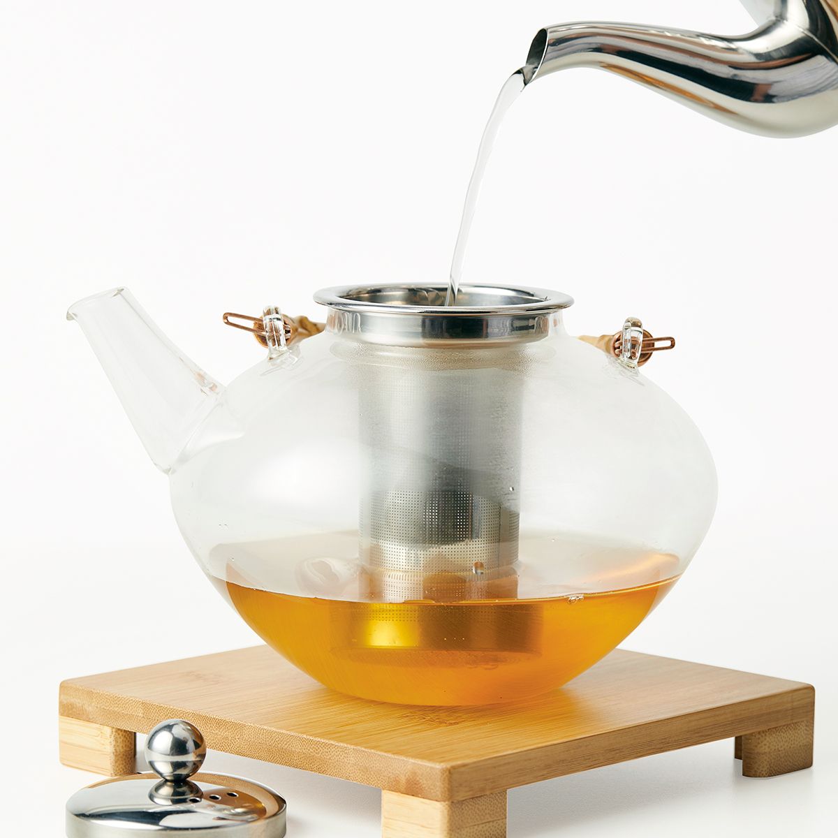 BONJOUR - Tetera Zen de vidrio soplado a mano con infusor de acero inoxidable