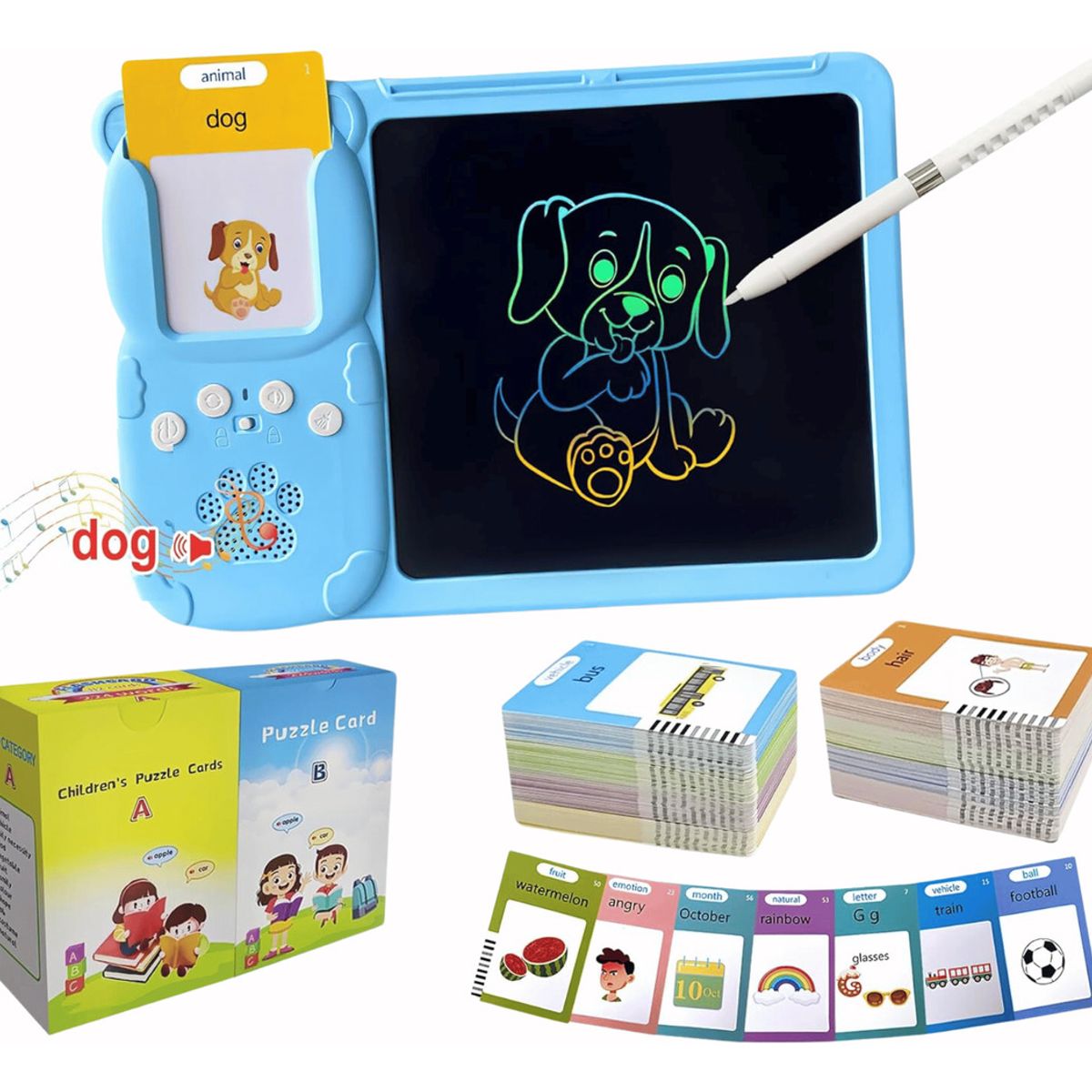 GENERICO - Tablet Infantil Educativa +112 Tarjetas Inglés Español