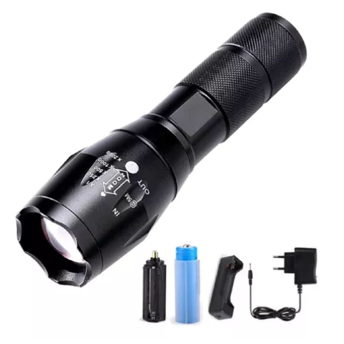 INNOVA - Linterna Tactica Led Ipx67 Recargable Con Estuche Zoom Metal