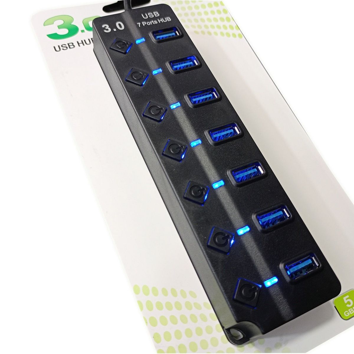 GENERICO - Hub Multipuerto Usb 3.0 - 7 Puertos Con Switch Individual