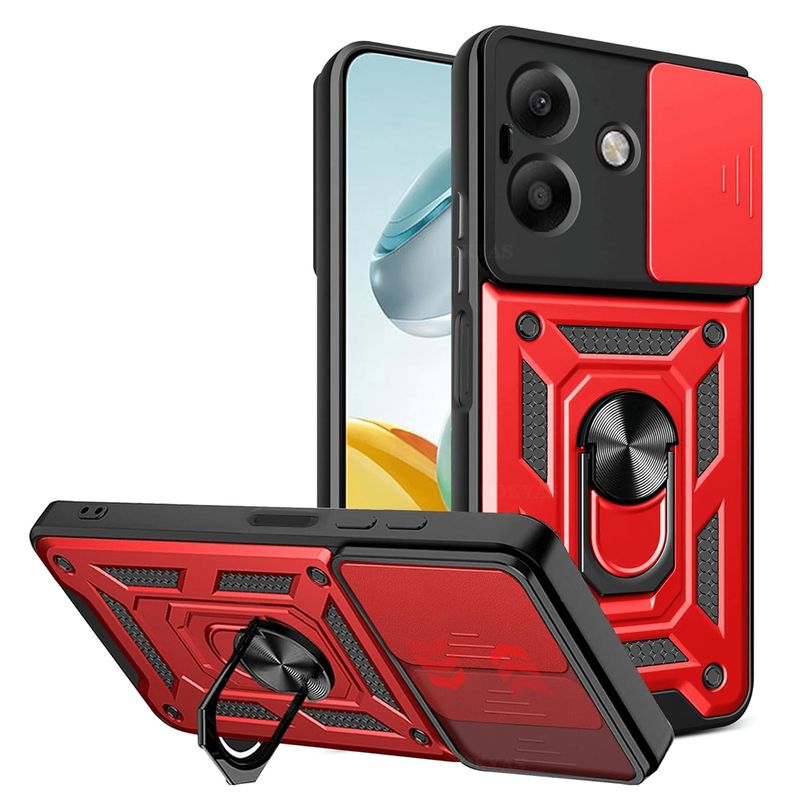 GENERICO - Funda Case Protector Cámara Slider Compatible Oppo A20 A40 A60 Rojo