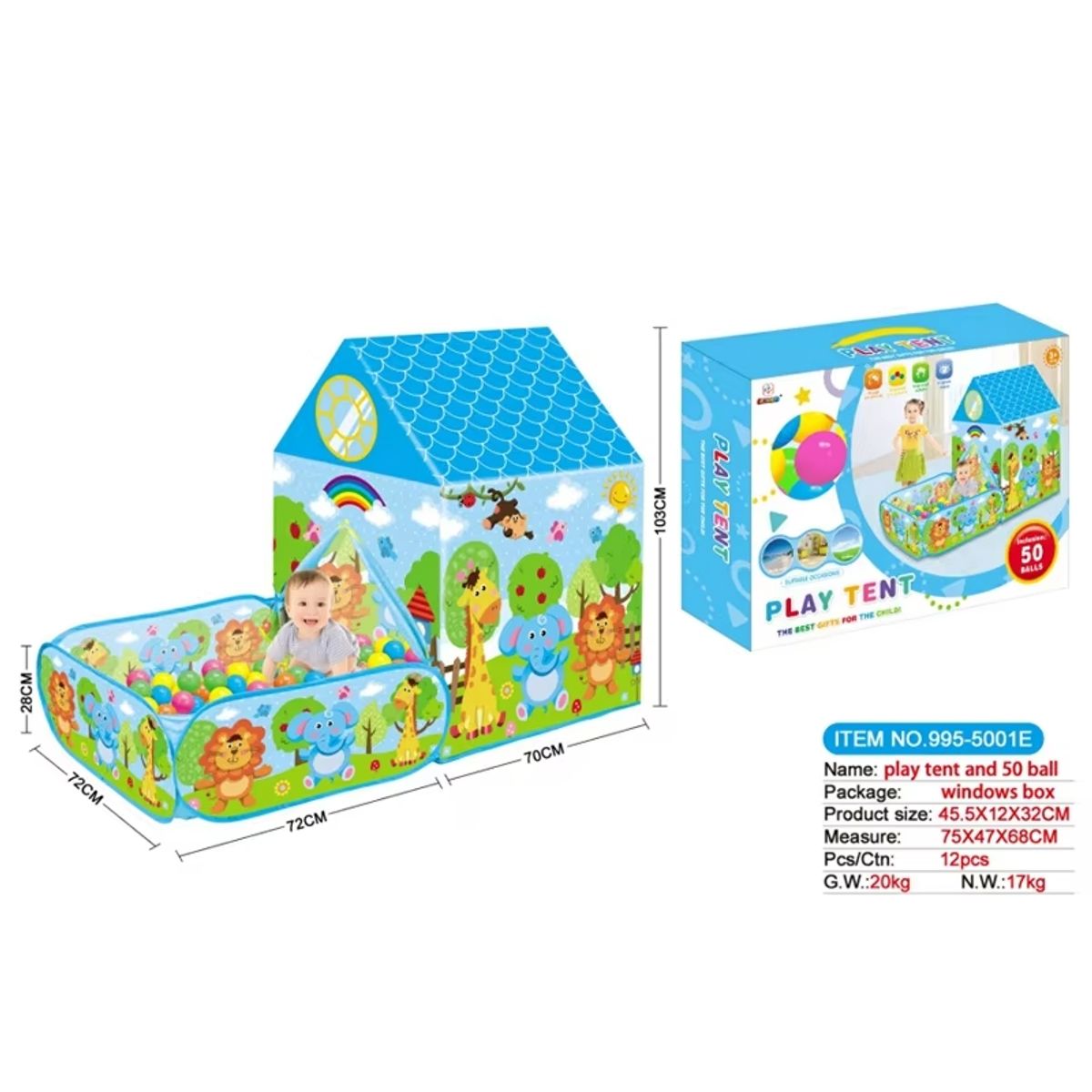 GENERICO - 2 en 1 Casa de Juguetes Piscina de Pelotas + 50 Pelotas