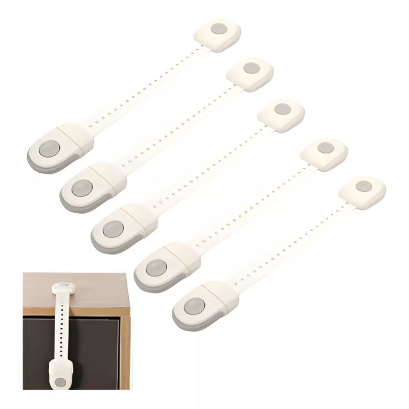 GENERICO - Broche De Seguridad Traba Cajones Puertas Neveras pack X5und