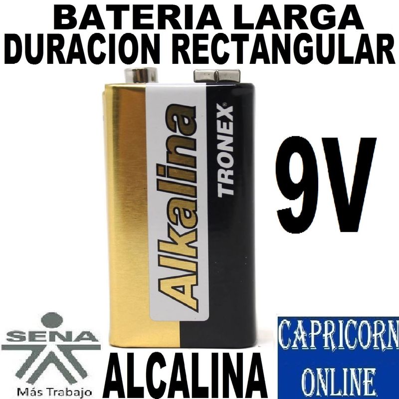 TRONEX - 1 Batería Pila 9v Alcalina Rectangular