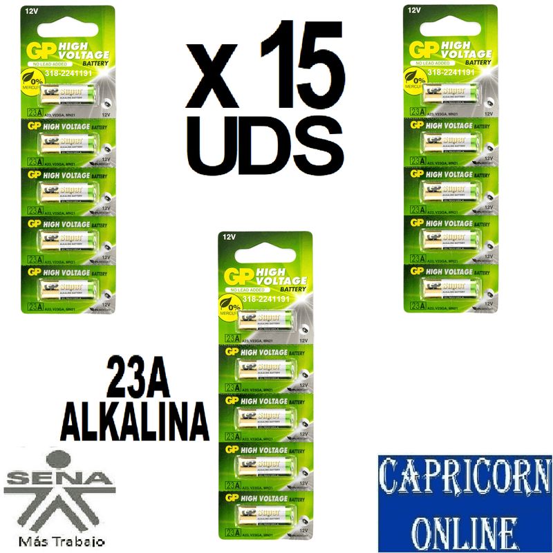 GP - 15 Baterías Pilas Gp 23A Alcalinas