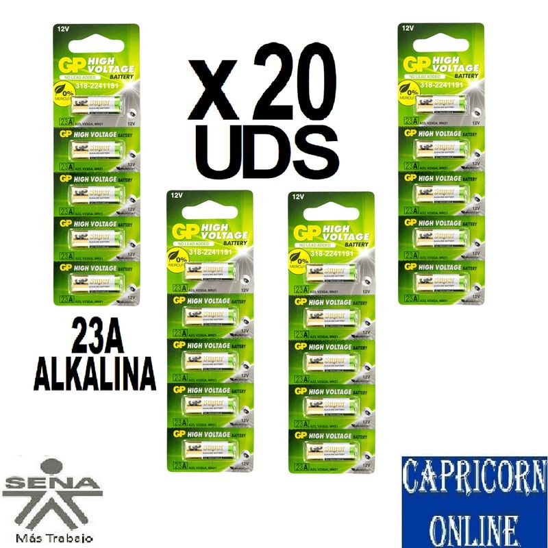 GP - 20 Baterías Pilas Gp 23A Alcalinas
