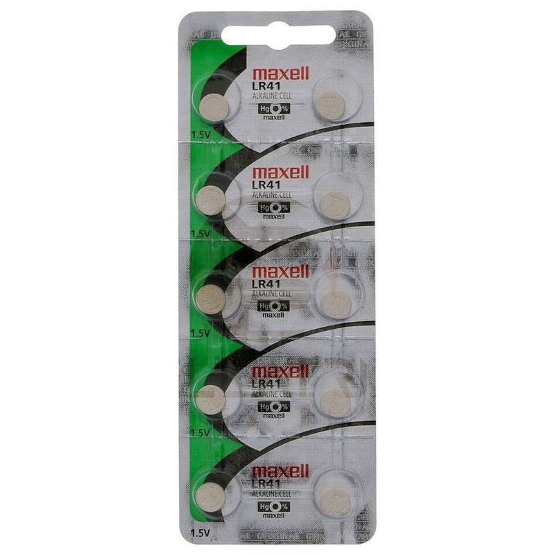 MAXELL - 10 Baterías Pila Lr41 Maxell Original Litio, 1.5v, Pack X 10
