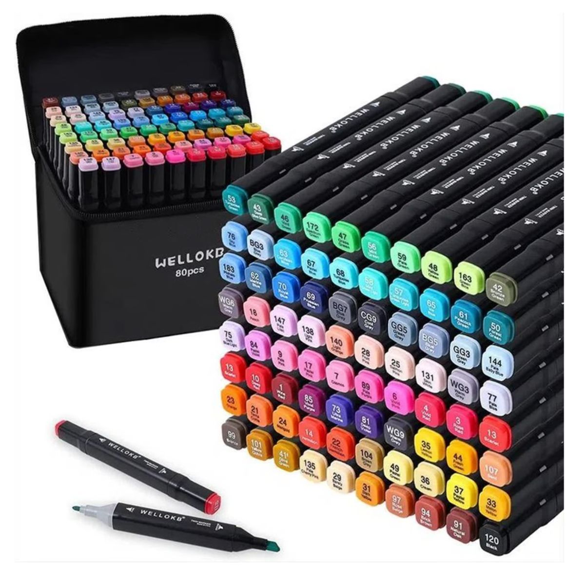 GENERICO - MARCADORES DOBLE PUNTA x80 Unidades