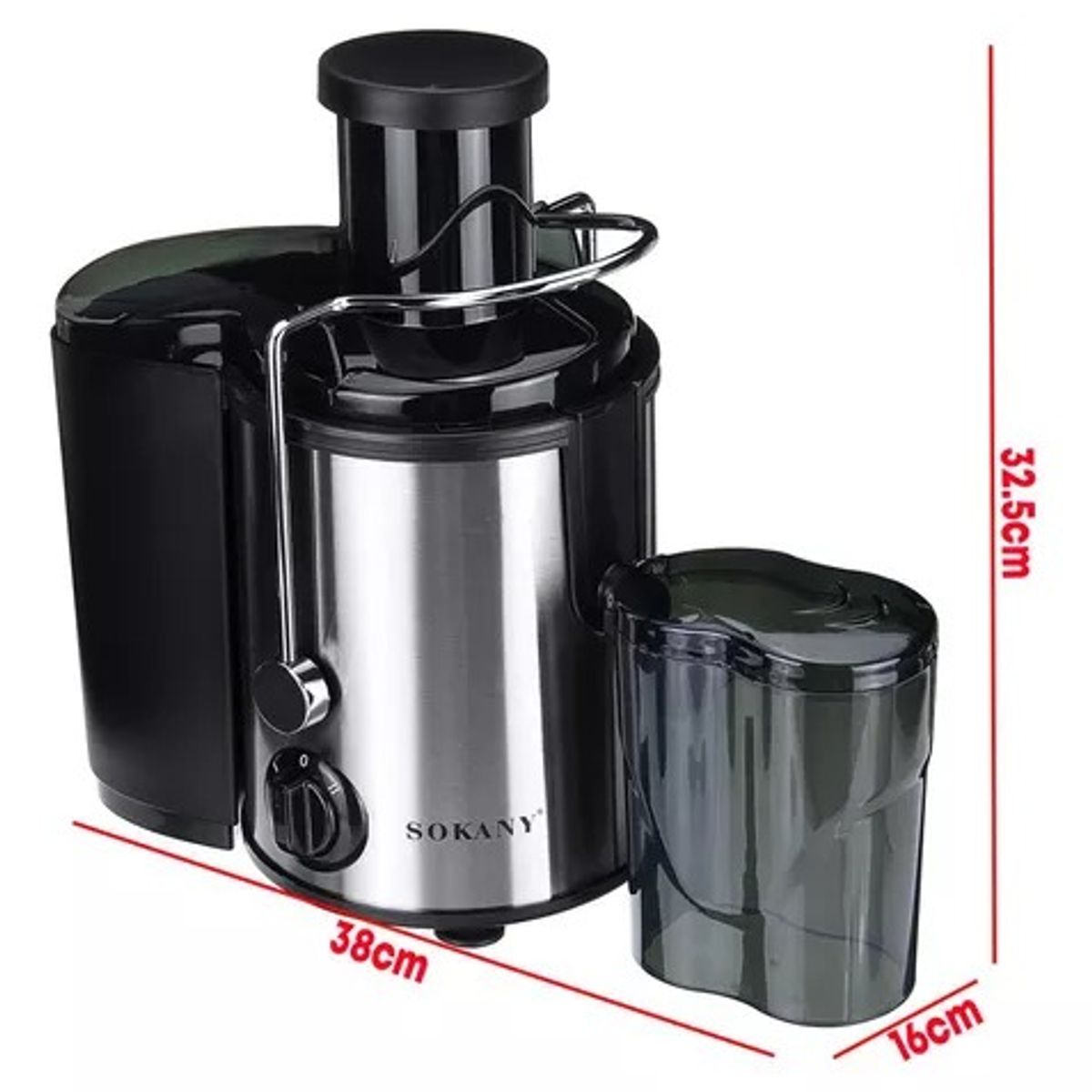 GENERICO - Extractor Jugos Automatico Frutas Verduras Sokany 800w Negro Plateado