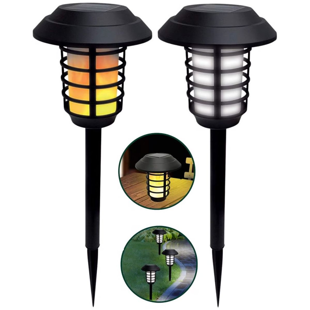ONE PIXEL - Luces Solares De Jardin Lamparas 2 En 1 Antorcha Solar 2und
