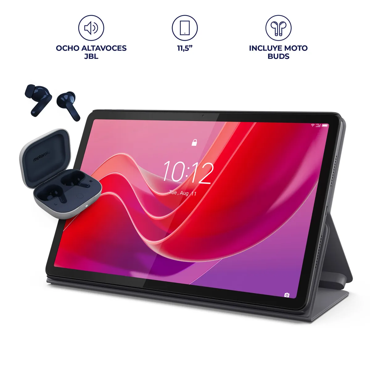 Lenovo - Tablet Lenovo Tab Plus 8GB RAM 128GB / 8 Speakers / Funda + auriculares Moto Buds - Gris
