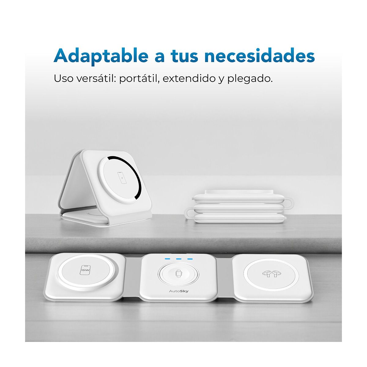 AUTOSKY - Cargador Magsafe 3 en 1 Usb Tipo C 15W iPhone Watch Airpods