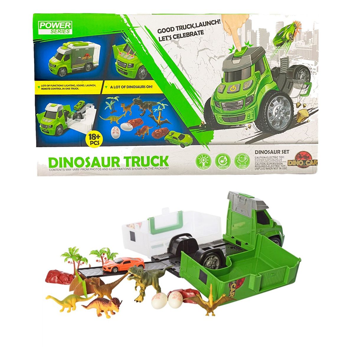 DINO WORLD - Camión De dinosaurios Tipo Pista con Lanzador de Carros