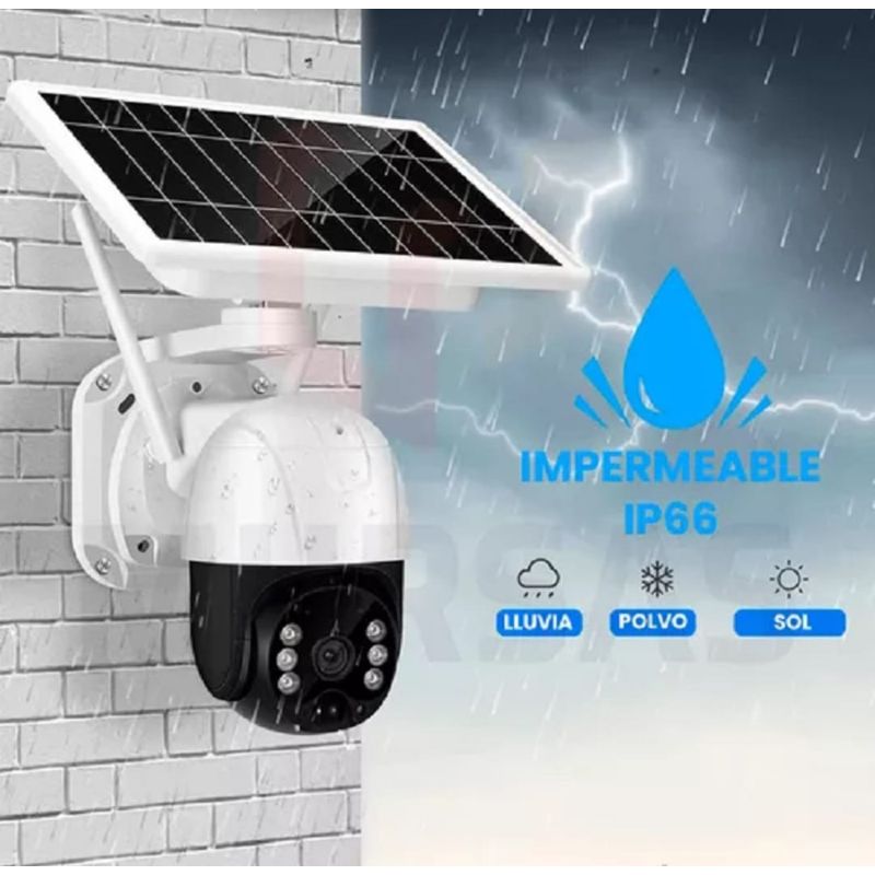 GENERICO - Cámara Panel Solar  Ptz Full Hd Exterior  Alarma Gira 360°