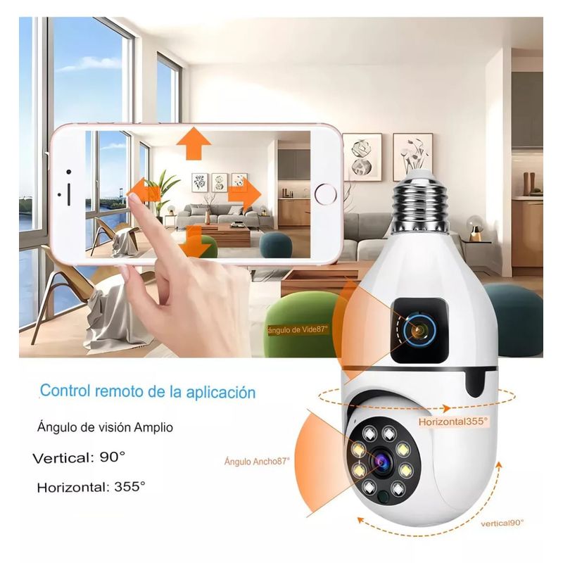 GENERICO - Cámara de seguridad Bombillo Robot Doble Cámara Wifi