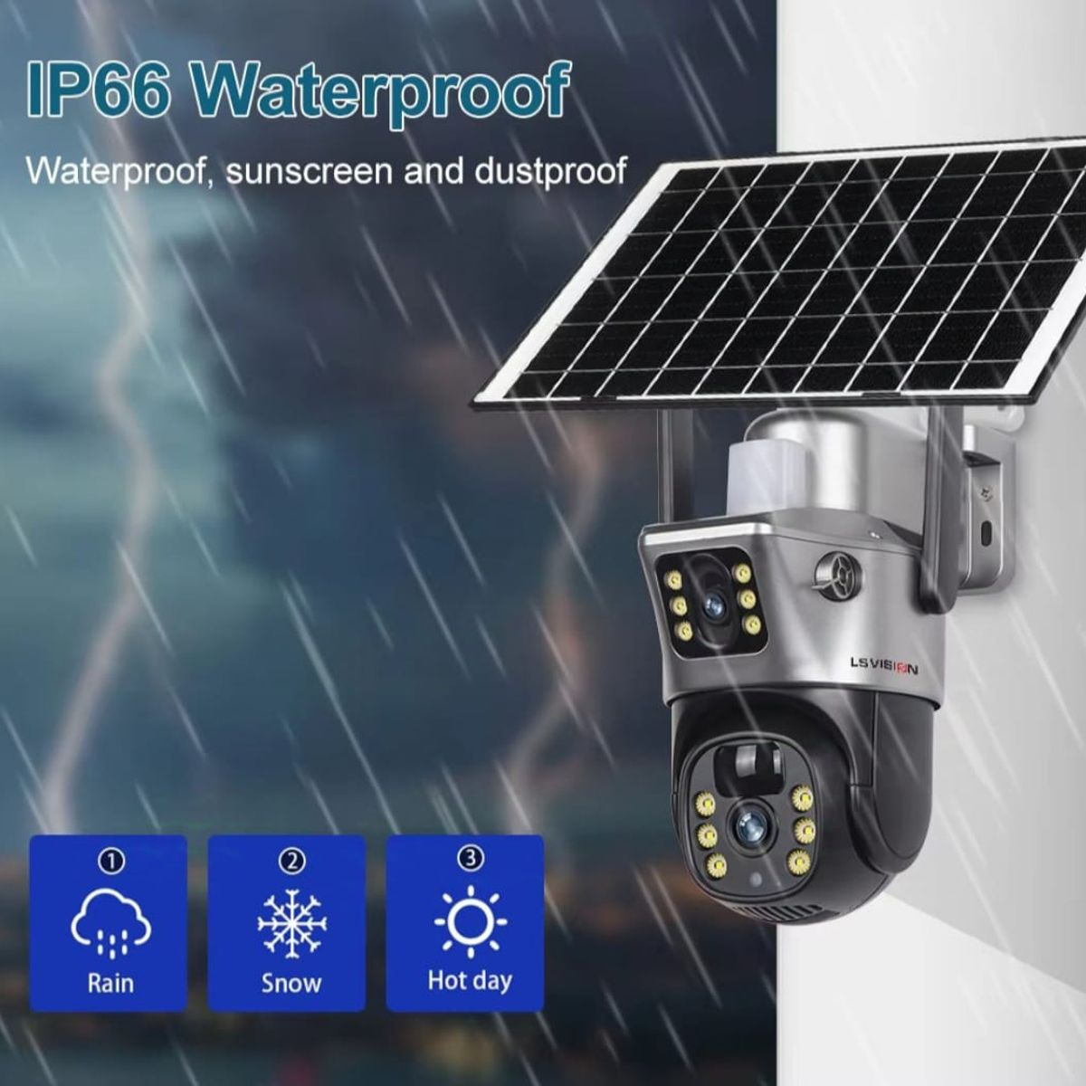 GENERICO - Camara Solar Doble Lente Panel Solar Bateria 8000mA Wifi